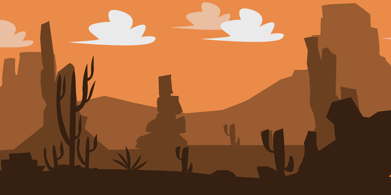 landscape vector drawing of western themed desert